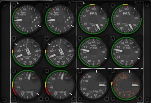 Engine and APU Instrument Cluster